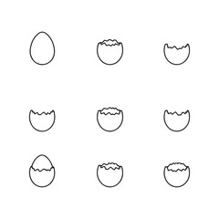 Easter eggs, cracked eggs, silhouette, black and white