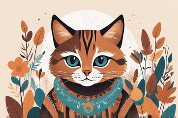 Artistic minimalist cartoon colorful fantasy animal character portrait, magical dreamy nursery decor story book illustration artwork, nature theme texture design.

