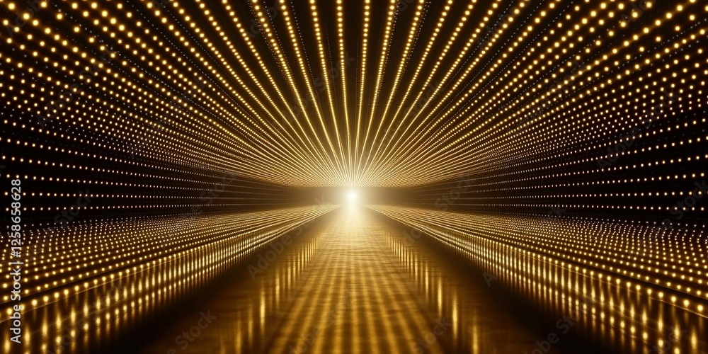 Aufkleber golden light tunnel creating an illusion of depth and brightness in a dark environment