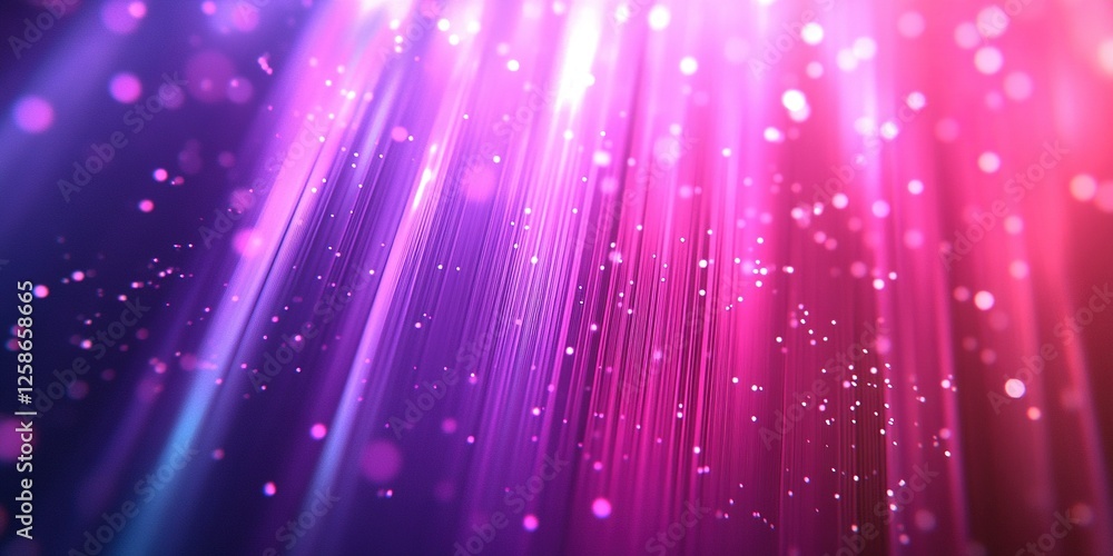 Poster colorful light rays and sparkling particles create a vibrant atmosphere in a digital space