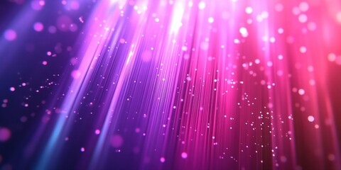 Colorful light rays and sparkling particles create a vibrant atmosphere in a digital space