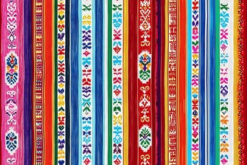 Mexican fabric  colorful stripes seamless pattern, with vibrant red and blue stripes, Colorful Mexican Poncho Background