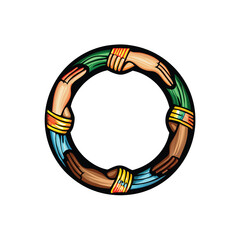 Design a minimalist circular vector symbol signifying unity, incorporating interconnected elements.  Aim for a clean, modern aesthetic suitable for diverse applications.