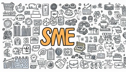 Business sme doodle icon set. Small, medium enterprise business hand drawn doodle sketch style icon. Local partnership, economic strategy, franchise concept. perfect any project.