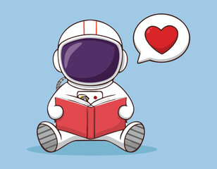 A boy reading book with a read heart vector.