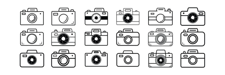 Foto/photo camera icon vector set. Photo illustration sign. Photo camera symbol. Photo session logo. Photography flash symbol set.