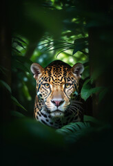 Fototapeta premium The Guardian of the Jungle: Eyes of Fire
