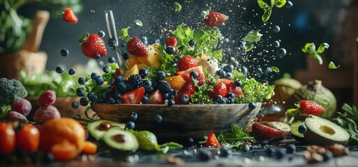 Balancing daily nutrition with functional foods in a harmonious diet : wellness lifestyle theme