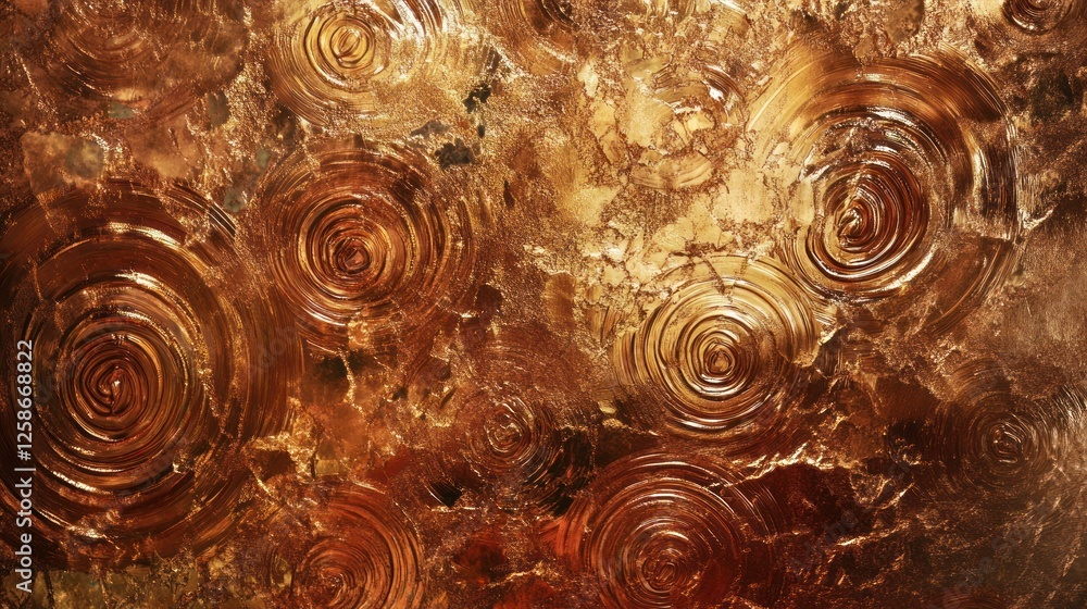 Poster luxurious gold abstract background with concentric circles and textured surface