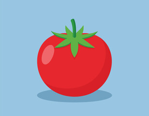 A red tomato on a blue background simple flat design vector.