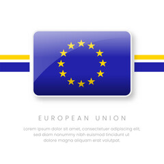 National European Union Flag.Vector European Union Button Flag. Realistic National Flag Design and Vector Template.
