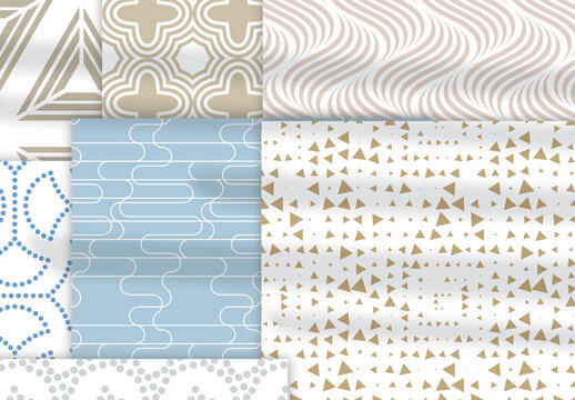 Pastel Colored Simple Geometric Seamless Pattern Collection