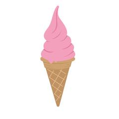 Pink ice cream cone on a pastel background, perfect for summer themed designs, food related projects, or desserts advertising campaigns