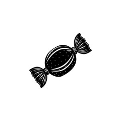 sweet candy linocut on white background 
