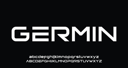 Germin, Sport Modern Italic Logo Alphabet Font. Typography urban style fonts for technology, digital, movie logos design. vector illustration
