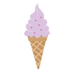Purple ice cream cone with pink sprinkles perfect for summer themed designs, ice cream shop promotions, or illustrating sweet treats