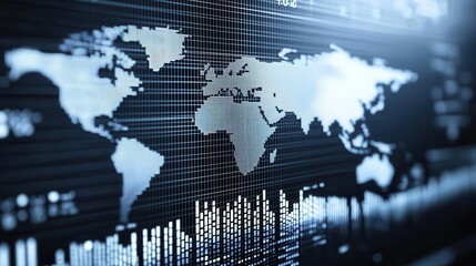 Abstract illustration of a global investment portfolio, represented by interconnected financial graphs and a world map