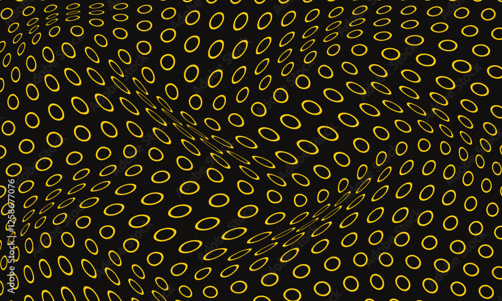 Poster abstract yellow outline dot wave pattern on dark can be used background.