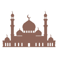 Silhouette of a mosque perfect for religious designs, Ramadan greetings, cultural diversity concepts, travel brochures, and architecture themed projects