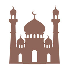 Silhouette of a mosque perfect for religious designs, Ramadan greetings, cultural diversity concepts, travel brochures, and architecture themed projects