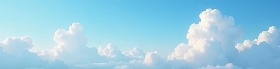 Calm morning sky with fluffy white clouds and soft blue hues, calm, cloud, blues