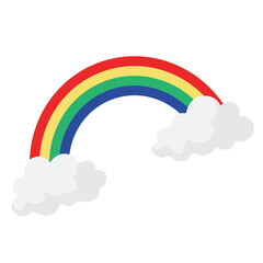 Rainbow with clouds on either side, perfect for nature inspired designs, weather related graphics, colorful backgrounds and cheerful illustrations