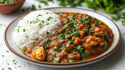 Chicken Tikka Masala, Rice, Parsley, Plate, Kitchen, Food Blog