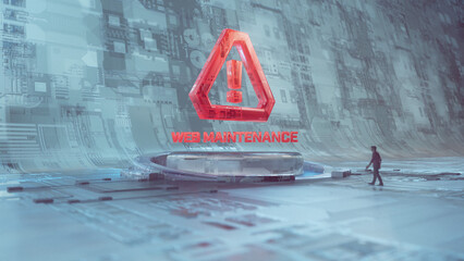 ebsite Under Maintenance - High-Tech Warning Hologram