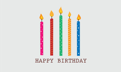 vector colorful birthday candles with the words happy birthday