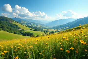 Campo de melocotoneros con un paisaje natural, campo, estepa