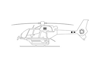 A helicopter is a type of short and medium-distance transportation that is often used for humans and goods