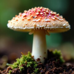 Delicate gill structures on a clouded agaric cap, textures, biology, earthy