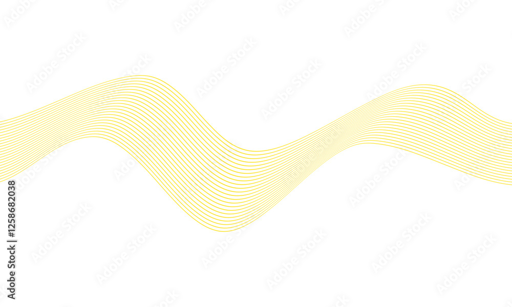 Poster abstract yellow thin line wave design can be used background.