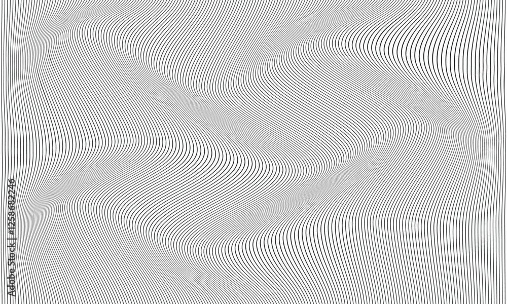 Poster abstract black thin line wave pattern can be used background.
