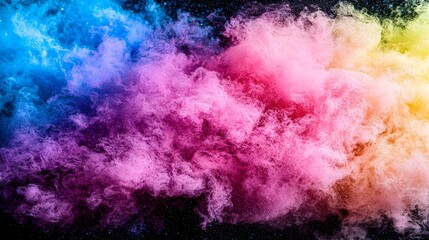Fototapeta premium Abstract Colorful Powder Cloud on Black Background