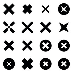 Obraz premium Set of Various Black and White X and Plus Icons