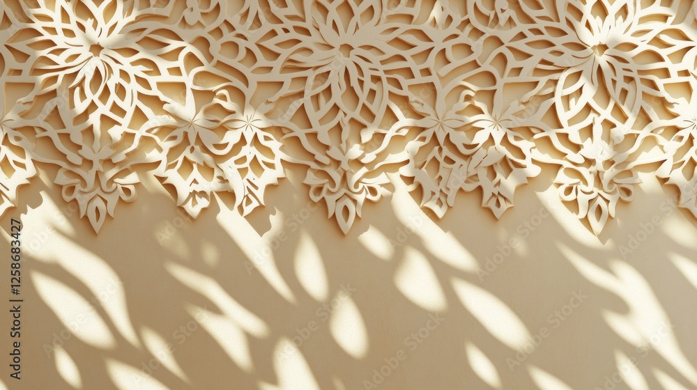 Poster delicate arabesque patterns adorn a smooth surface, casting mesmerizing shadows that dance softly in