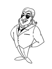 Cartoon businessman in a business suit. Funny man character illustration. Office, corporative design.