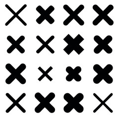 Obraz premium Set of Various Black and White X and Plus Icons