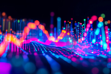 A vivid abstract display charts and graphs with bright colors generated with AI