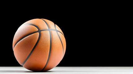 Obraz premium Basketball on court, dark background, sports game
