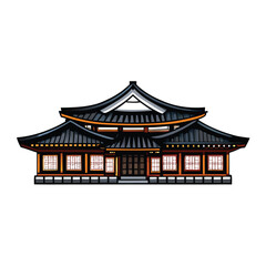 Fototapeta premium Create a meticulously detailed vector illustration of a traditional Korean Hanok house, showcasing its unique architectural features and aesthetic.