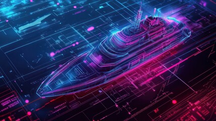 Obraz premium Futuristic Yacht Design: A Digital Blueprint
