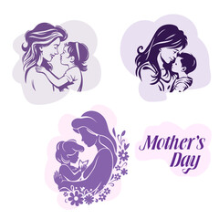 Mother's Day holiday, flat vector monochrome image, Mother's Day card