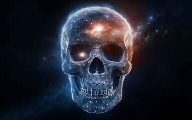 Fototapeta premium Celestial Skull of Stardust with Constellations and Galaxies in Space.