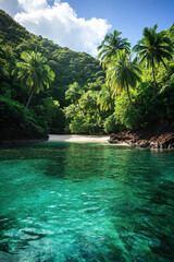 tropical beach with palm trees
