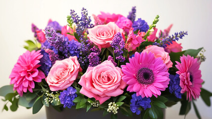 Obraz premium Beautiful Floral Bouquet - Fresh Pink and Purple Flowers for Weddings, Gifts, and Home Decor