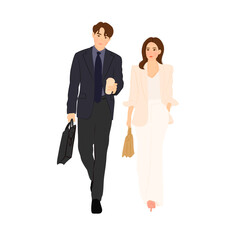 Fototapeta premium Stylish bussiness couple walking together