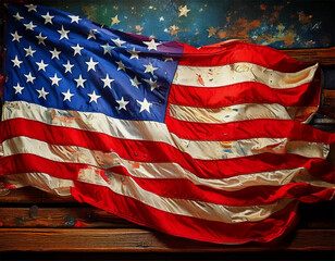 Vintage american flag of stars vector, country flag grunge abstract, american flag on wall, vintage american flag background	