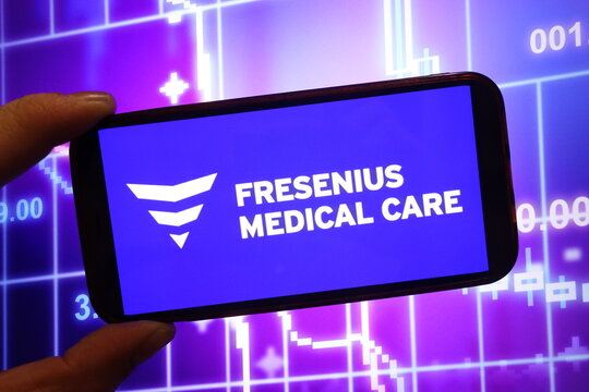 Konskie, Poland - January 23, 2025: Fresenius Medical Care company logo displayed on mobile phone